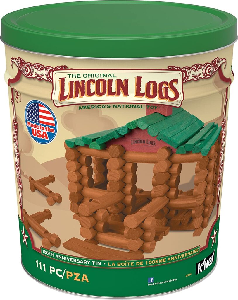 lincoln logs 100 anniversary tin made in the usa